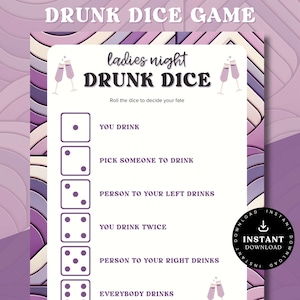 Ladies Night Drunk Dice Game | Printable Ladies Night Game | Ladies Night Party | Fun Drinking Game | Drinking Dice Game | Party Dice Game