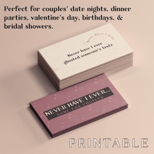 Never Have I Ever Card Game for Couples. Drunken Games for Fun Nights with Boyfriend