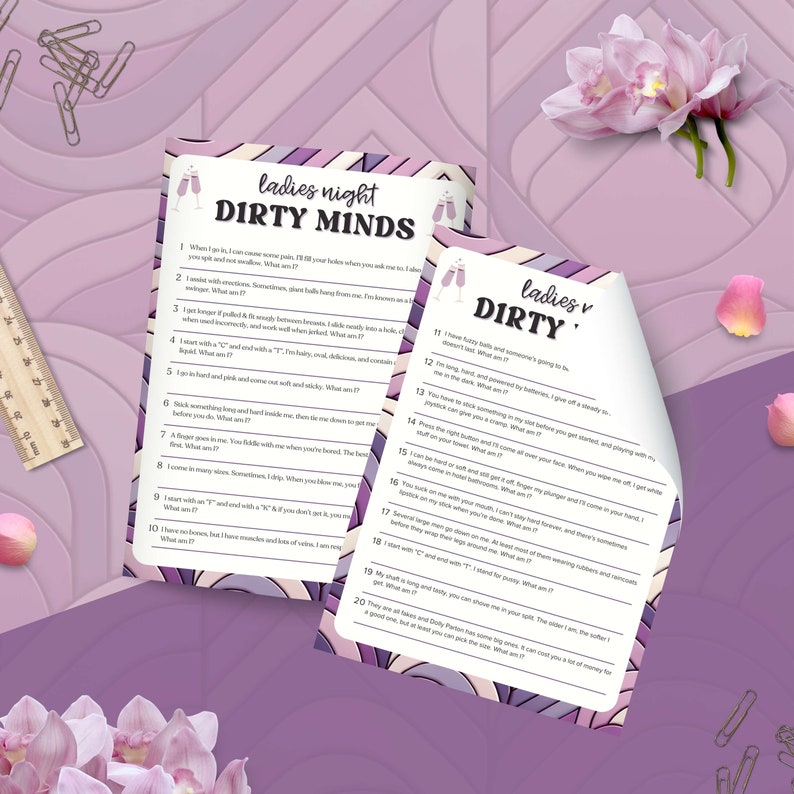 Dirty Minds Game Printable Dirty Minds Bachelorette Game Ladies Night ...