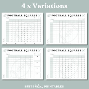 Football Squares Game Printable. Football Square Grid/ Super Bowl Squares. Football Fundraiser, Football Party Game or Football Theme Party image 2