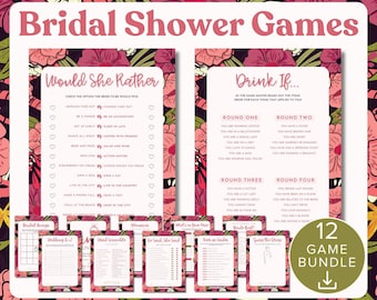 Hen Party Game Bundle | 12 Fun Bridal Shower Games | Printable Bridal Shower Bundle | Bachelorette Games | Instant Download