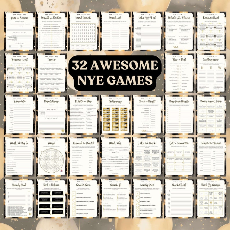 New Years Games Printable for Adults New Years Eve Game Night New Years ...