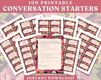 100 Printable Conversation Cards for Couples & Friends. Conversation Starters for Epic Chats! Communication Cards Adult. Ice Breaker Games