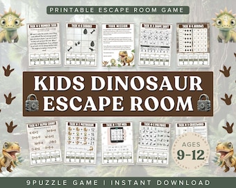 Printable Dinosaur Escape Room Game: Kids Jurassic Party (PDF)