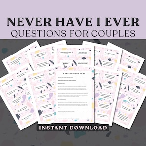 Juego de cartas Never Have I Ever para parejas. Nunca he tenido preguntas para parejas o noches de juegos. Juegos para parejas. Juegos de borrachos. Sólo adultos