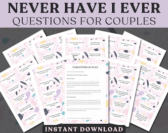 Juego de cartas "Yo nunca" para parejas: Juego de fiesta para adultos (PDF imprimible)