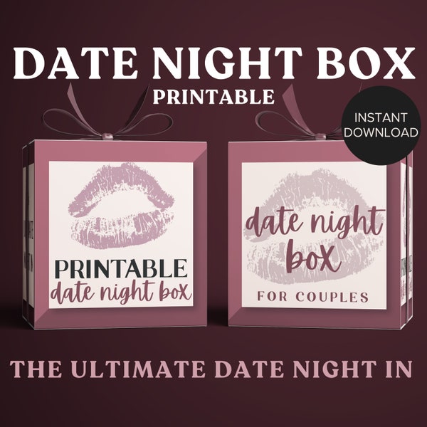 Printable Date Night Kit. Romantic Digital Date Night Box for Couple. DIY At-Home Date Night Cards - Fun Downloadable Couples Games.