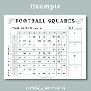 Football Squares Game Printable. Football Square Grid/ Super Bowl Squares. Football Fundraiser, Football Party Game or Football Theme Party image 7