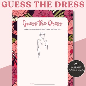 Guess the Dress Game | Printable Bachelorette Party Games & Bridal Shower Games | Fun Bridal Shower Activity | Instant Download