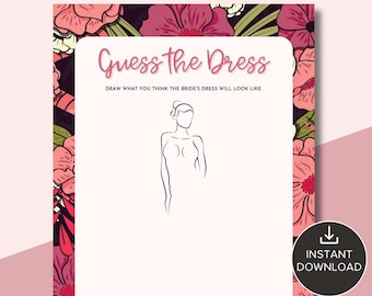 Guess the Dress Game | Printable Bachelorette Party Games & Bridal Shower Games | Fun Bridal Shower Activity | Instant Download