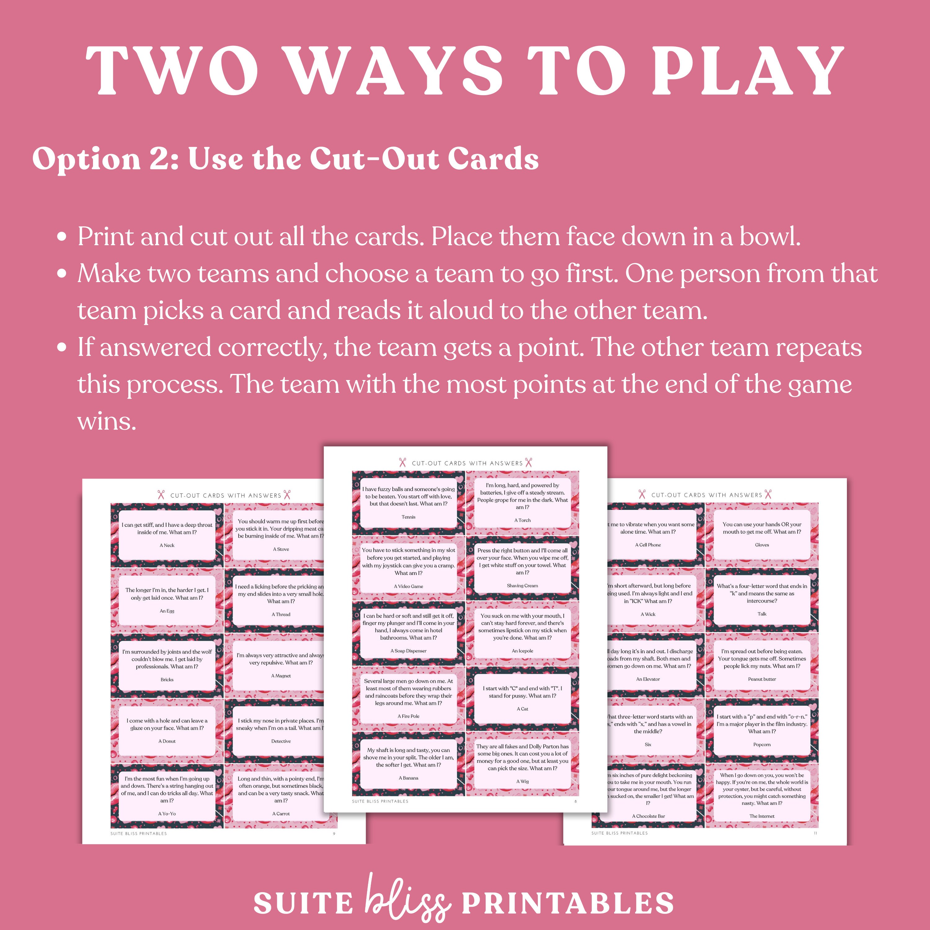 Dirty Minds Game. 50 Printable Dirty Minds Riddles for Epic Hen Party ...