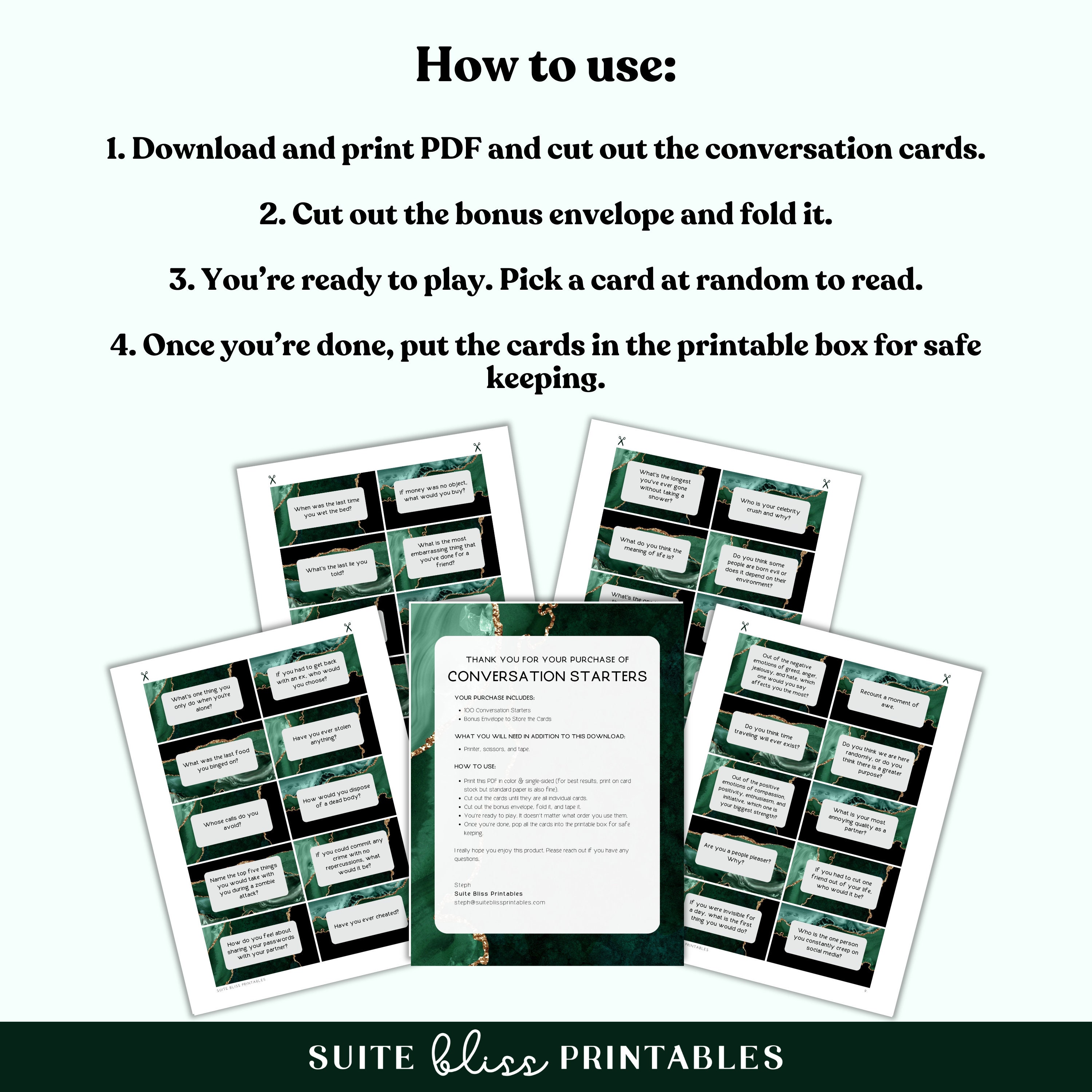 100 Printable Conversation Cards for Couples &amp; Friends. Conversation ...