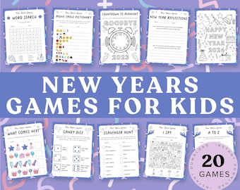 New Years Games Printable for Kids | 20 New Years Eve Games | Kids New Years Eve Party | New Year Activities for Preschool | NYE Party Games