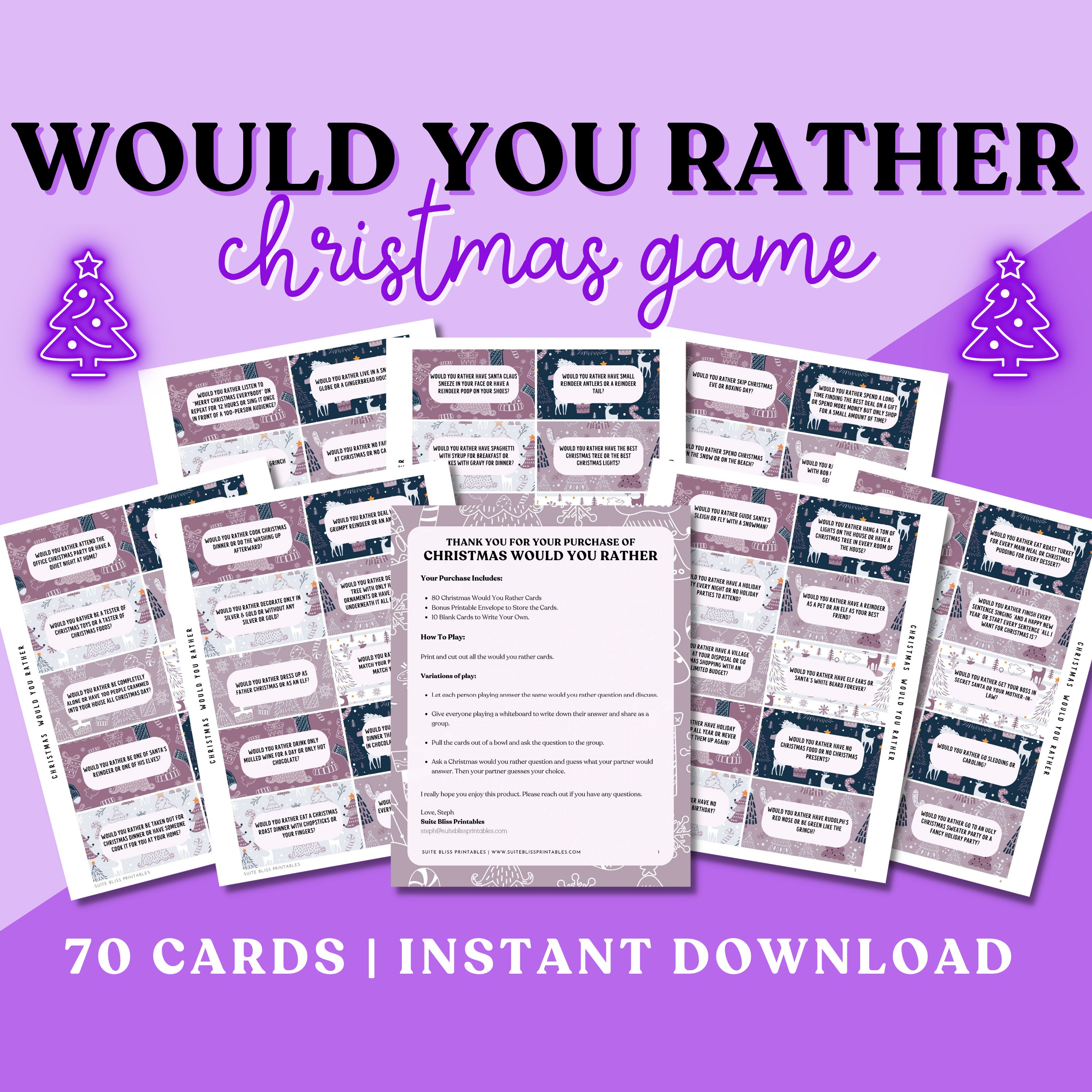 Printable Christmas Would You Rather Game. 70 Would You Rather
