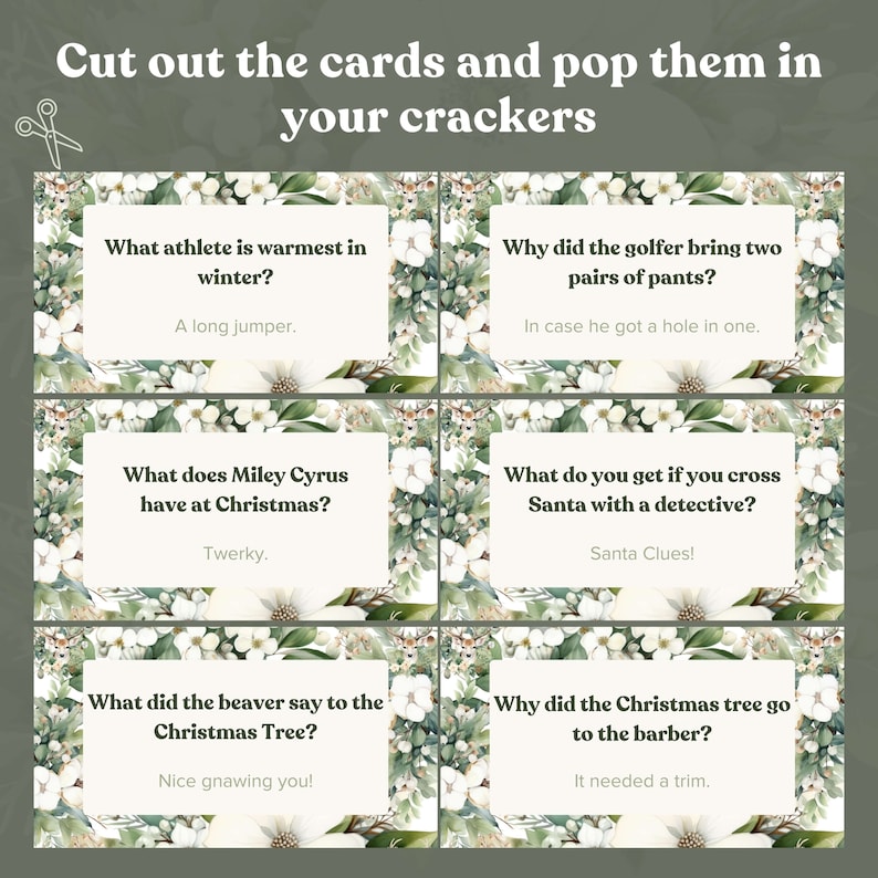 50 Jokes for Christmas Crackers Printable Christmas Cracker Jokes for Kids and Adults Printable