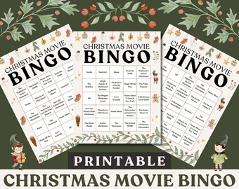 Printable Christmas Movie Bingo Game. Bingo Christmas Games for Family. Start A New Festive Tradition With This PDF Christmas Bingo