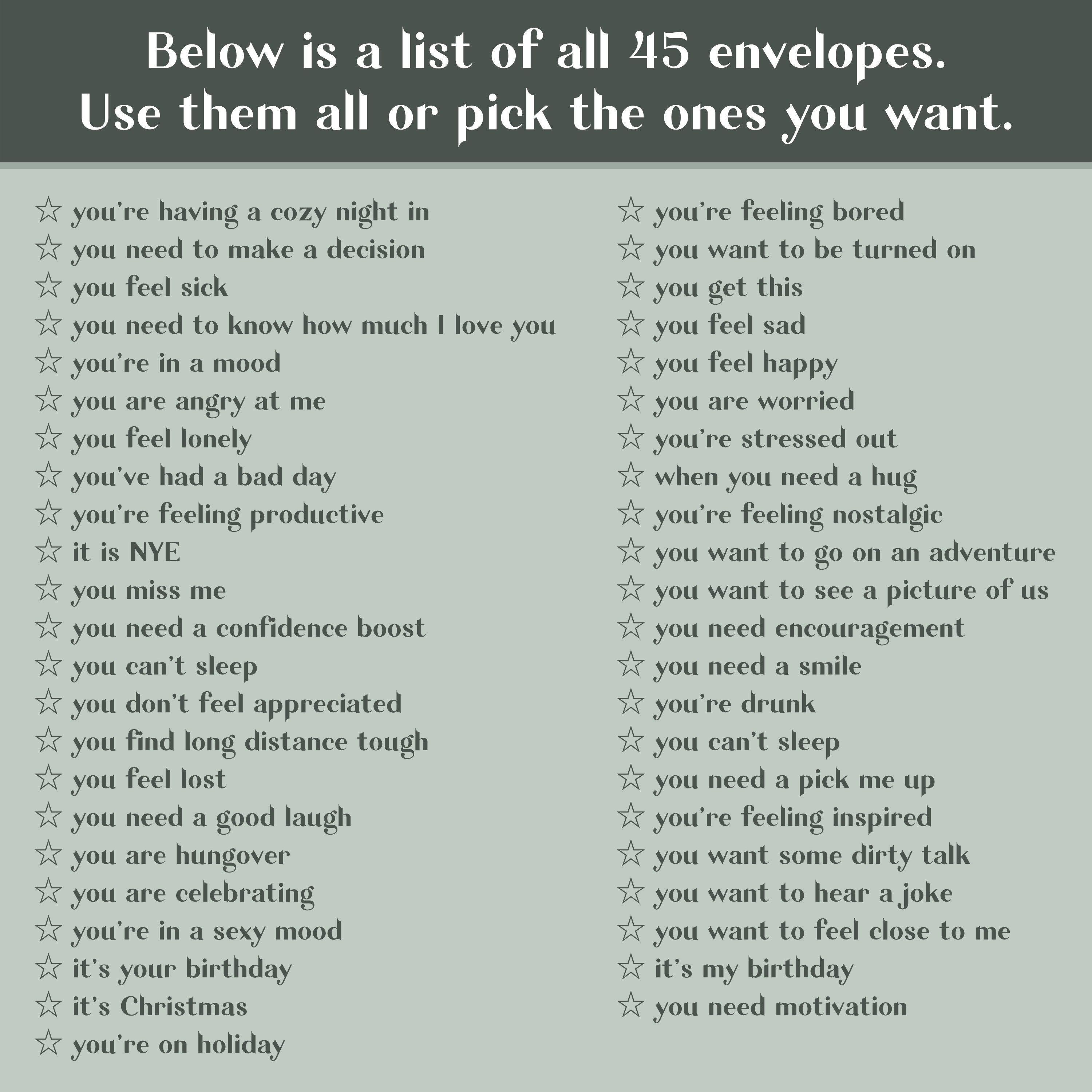 48 Printable Open When Letters for Boyfriend or Girlfriend. Open When Envelopes Are a Perfect ...