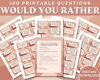 Printable Would You Rather Game. 100 Funny Would You Rather Questions - Great for Ladies Night Games, Date Night Games and Ice Breaker Games