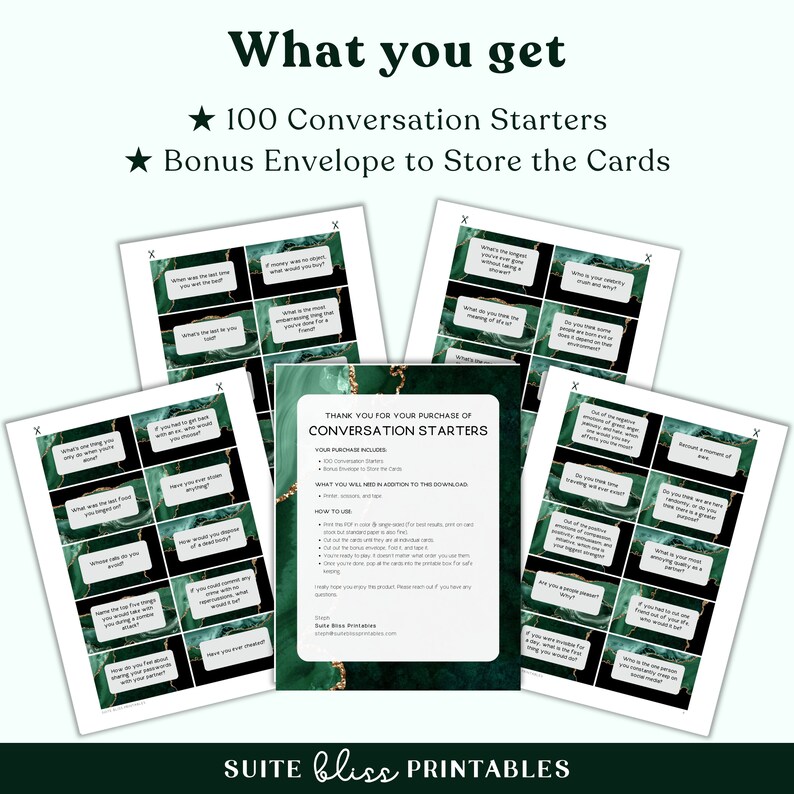 100 Printable Conversation Cards for Couples &amp; Friends. Conversation ...