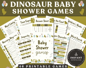 Dinosaur Baby Shower Games Bundle. 46 Printable Couples Baby Shower Games / Co ed Baby Shower Games. Dino Baby Shower. Fun Baby Shower Games