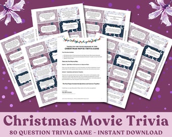 Printable Christmas Movie Trivia 80 Questions. Fun Christmas Games for Family. Christmas Party Game/Christmas Activity. Christmas Zoom Games