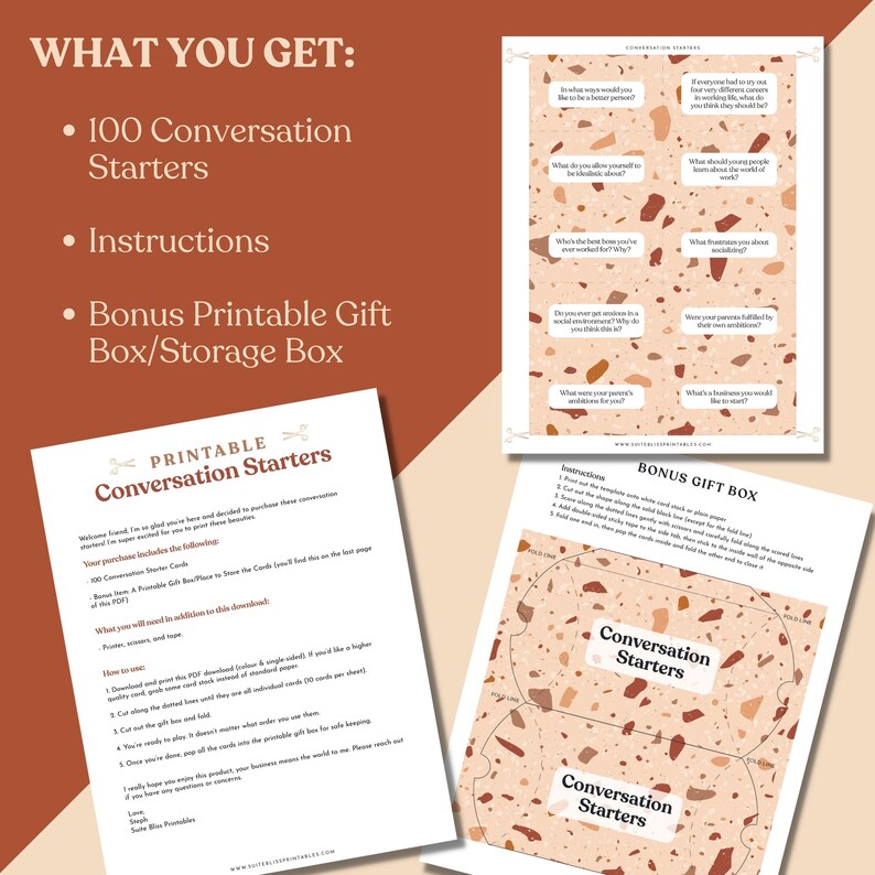 Printable Conversation Starters Table Topics for Dinner Etsy Australia