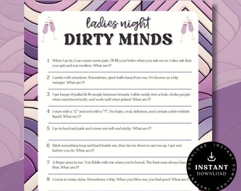 Dirty Minds Game Printable | Dirty Minds Bachelorette Game | Ladies Night Games | Girls Night Games | Girls Weekend | Adult Party Games