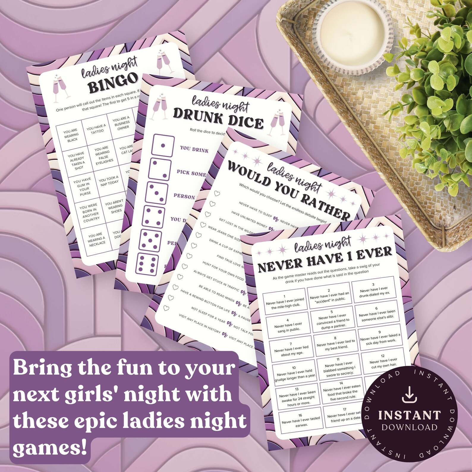 Printable Ladies Night Games 18 Game Bundles Ladies Night Party Games ...