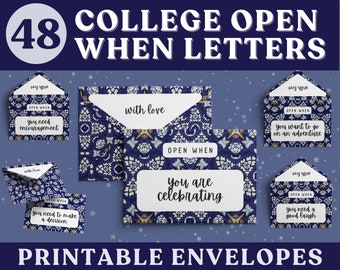 48 Open When Letters College Edition. Make an Awesome College Care Package for Your Child. Printable Open When Envelopes and Open When Cards