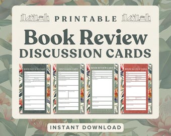 Printable Book Review Cards: Book Club Discussion Guide (PDF)