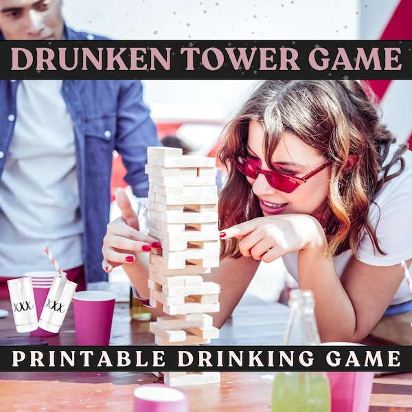 Drunken Tower - The Grab A Piece Drinking Game Adult Party 2-4 Players Age 21