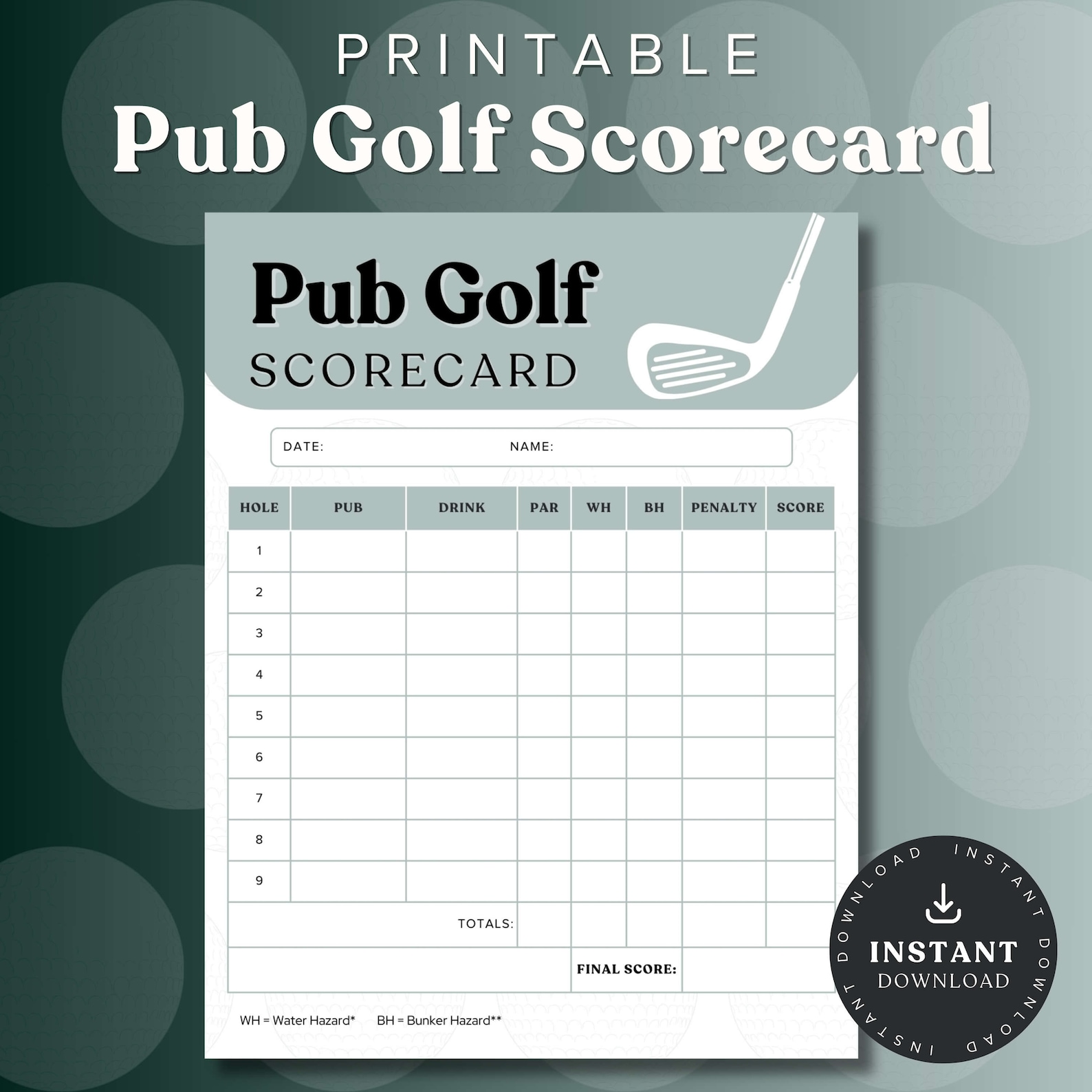 Pub Golf Scorecard Editable Pub Golf Template Bar Golf Scorecard Pub Golf Scorecard Editable Pub Golf Template Bar Golf Scorecard