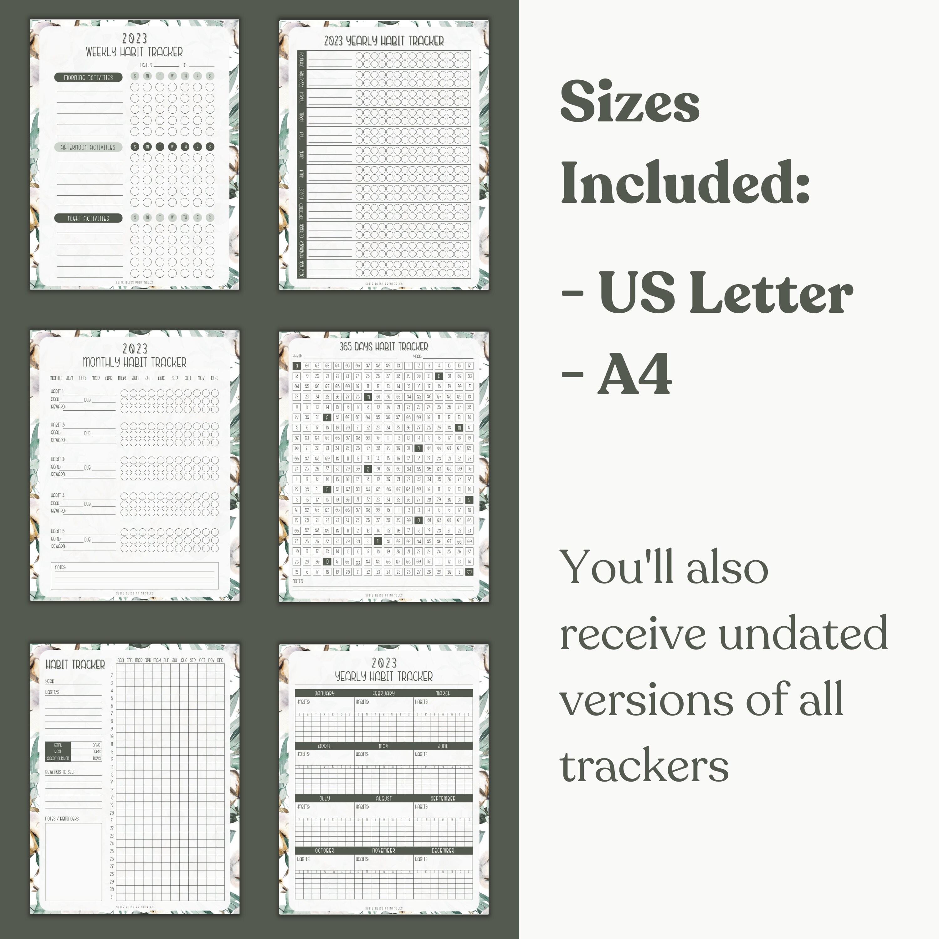 6 Habit Tracker Printables. Yearly Habit Tracker, Monthly Habit Tracker ...