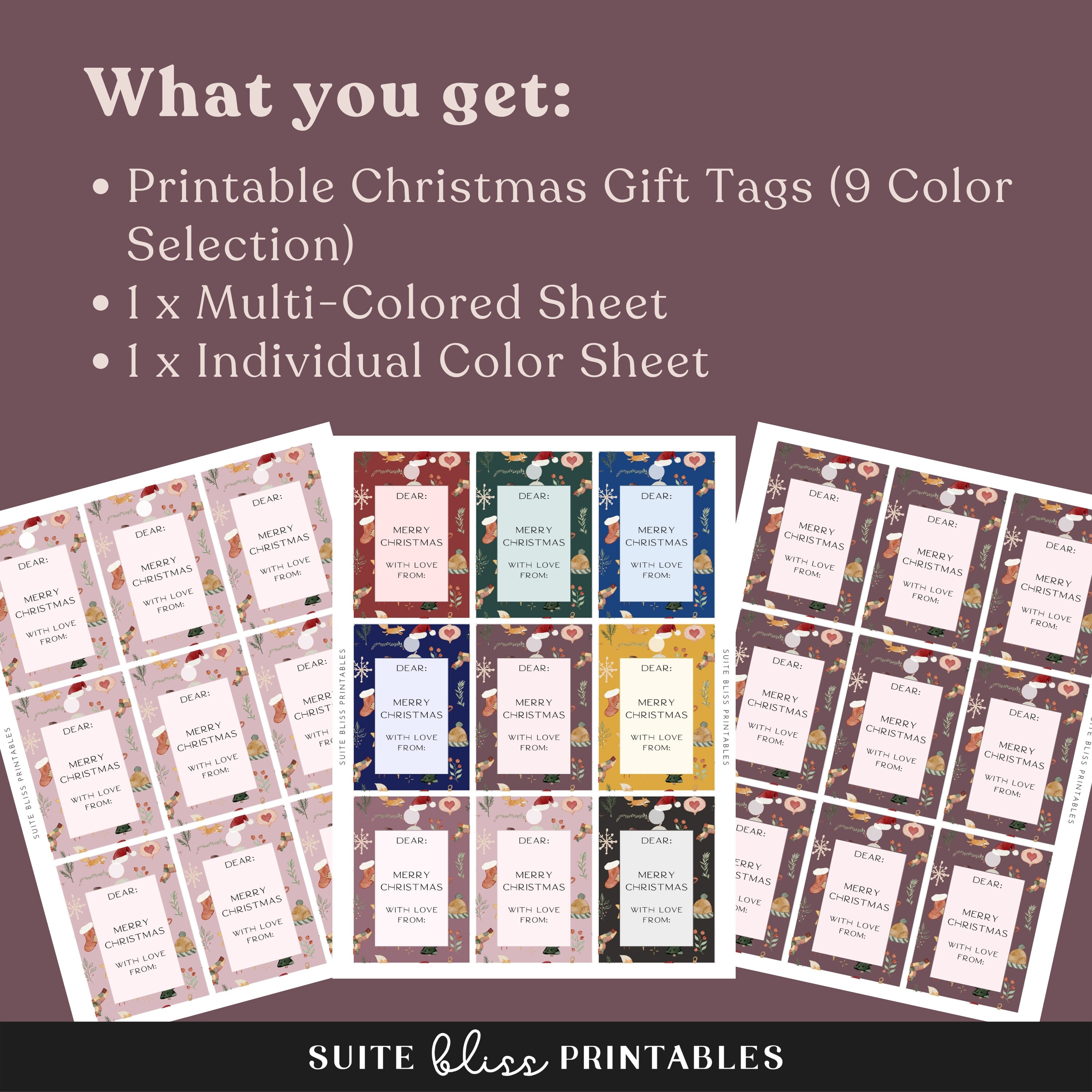 Printable Christmas Gift Tags – 9 Colors, Instant Download (PDF) - Etsy ...
