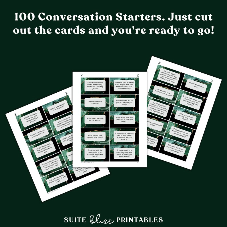 100 Printable Conversation Cards for Couples &amp; Friends. Conversation ...