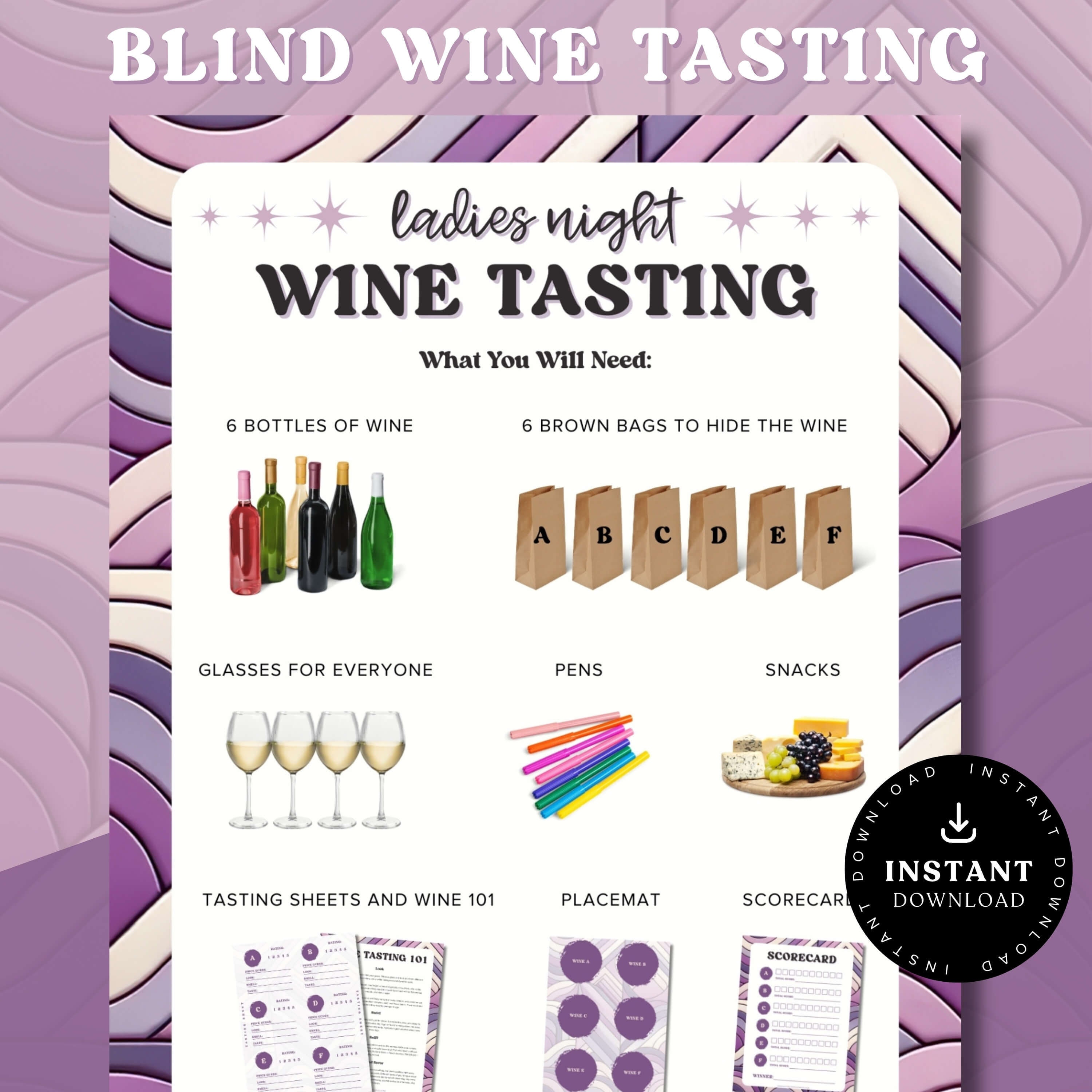Blind Tasting Wine Ladies Night. Galentines Day Wine Tasting ...