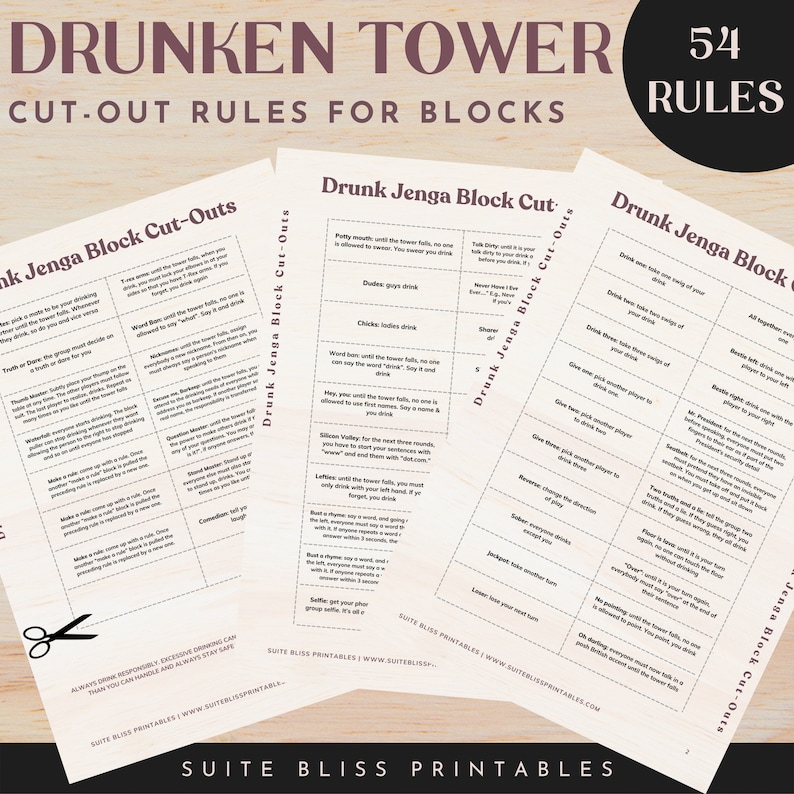 54 Printable Drunken Tower Rules to Make Your Own Drinking Game Adults Only Drinking Game