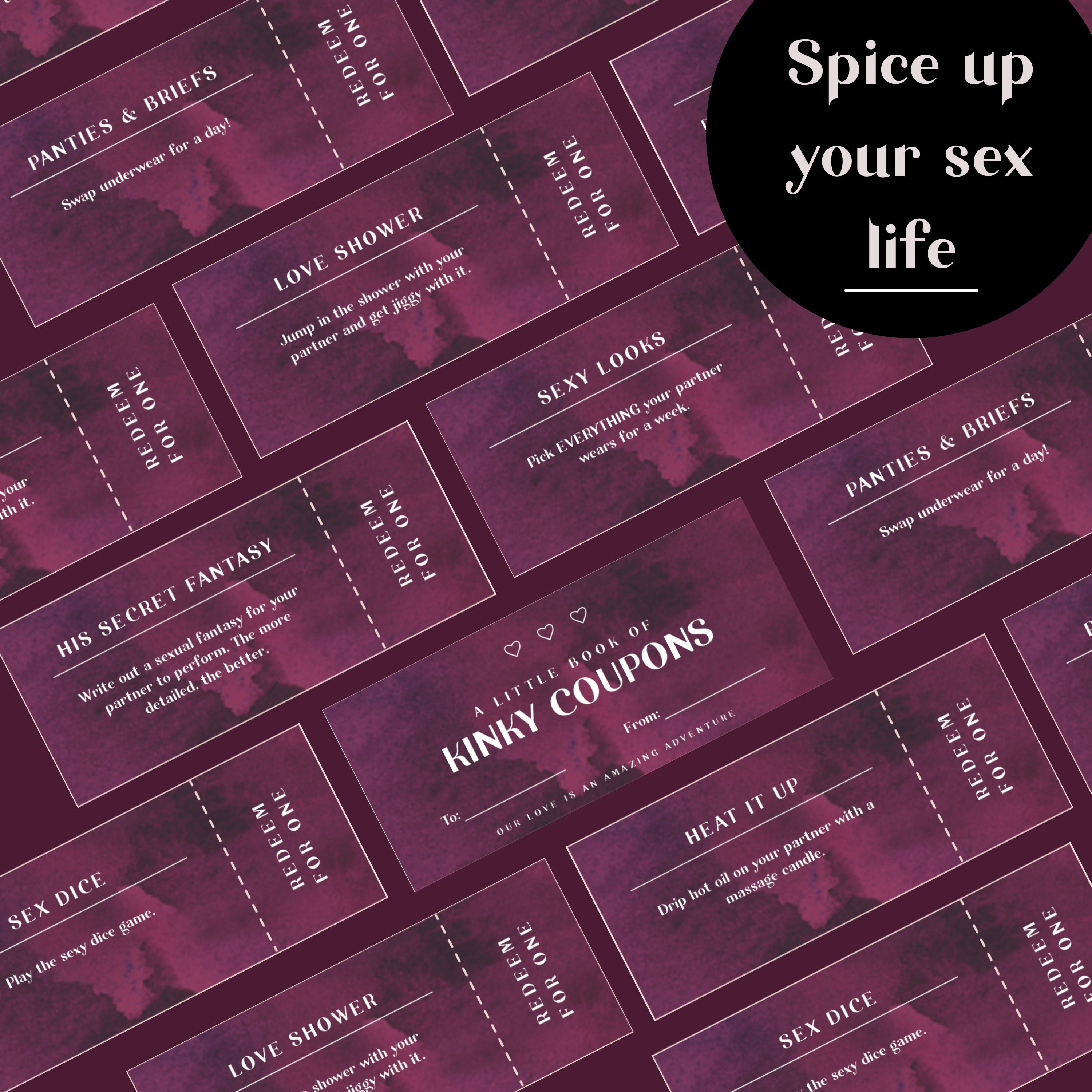 Printable Kinky Sex Coupons. A Naughty Coupon Book of Sex Coupons for ...