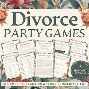 Divorce Party Games Bundle | Printable Divorce Party Ideas | 12 Self Love & Breakup Games | Funny Girls Night Breakup Activities