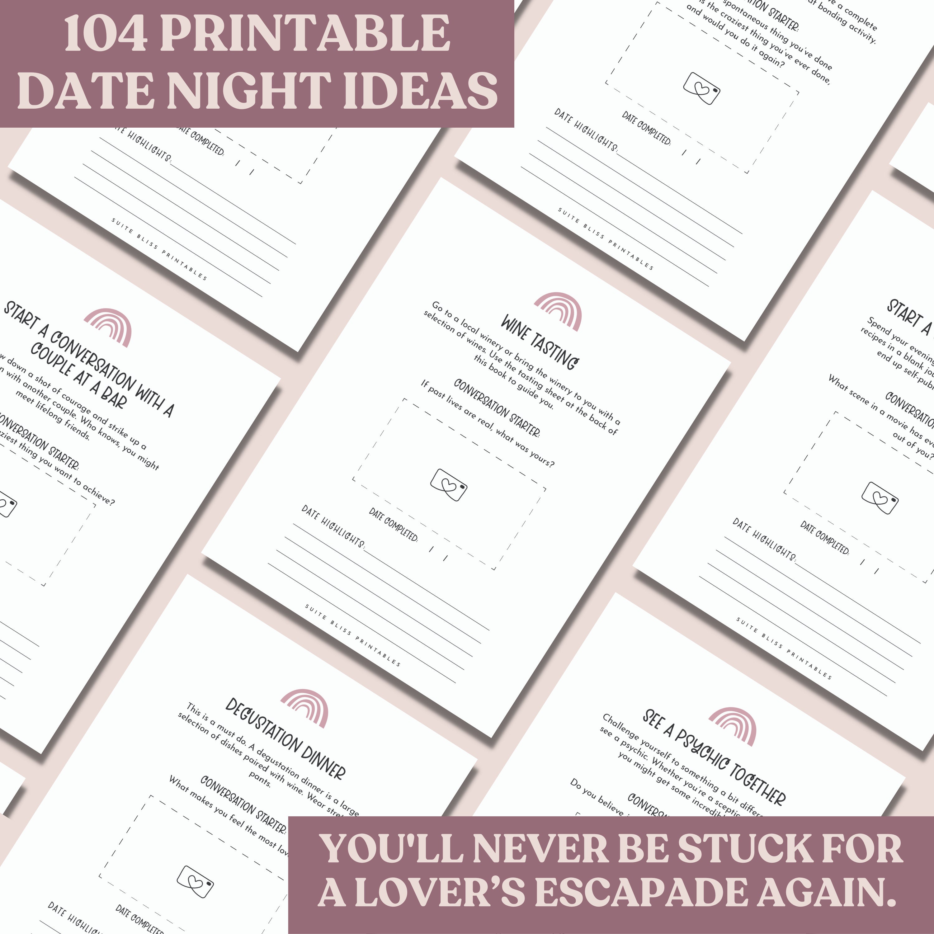 Printable Date Night Ideas Book BUNDLE. A Date Night Box &amp; - Etsy