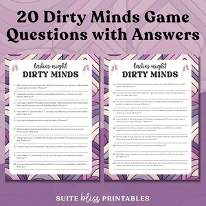Dirty Minds Game Printable Dirty Minds Bachelorette Game Ladies Night ...