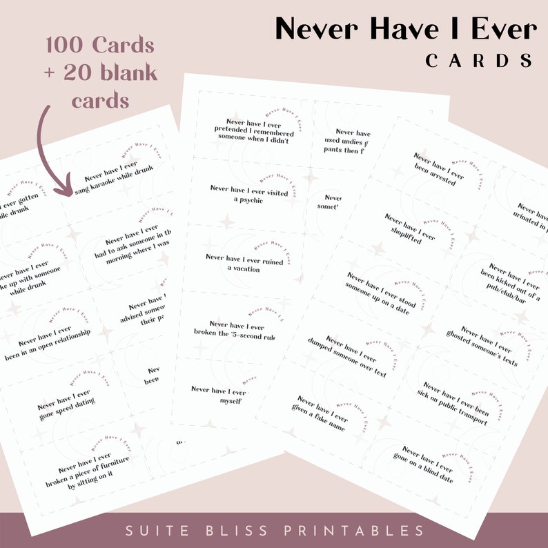 Never Have I Ever Card Game for Couples. Drunken Games for Fun Nights with Boyfriend or with Friends (Adult Only). Instant Download