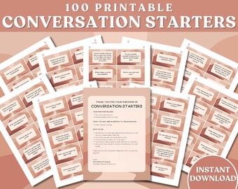100 Printable Conversation Cards for Couples & Friends. Conversation Starters for Epic Chats! Communication Cards Adult. Ice Breaker Games