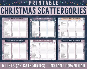Christmas Scattergories Printable. A Christmas Dice Game. Printable Christmas Games for Family & Family Reunion Games. Christmas Zoom Games