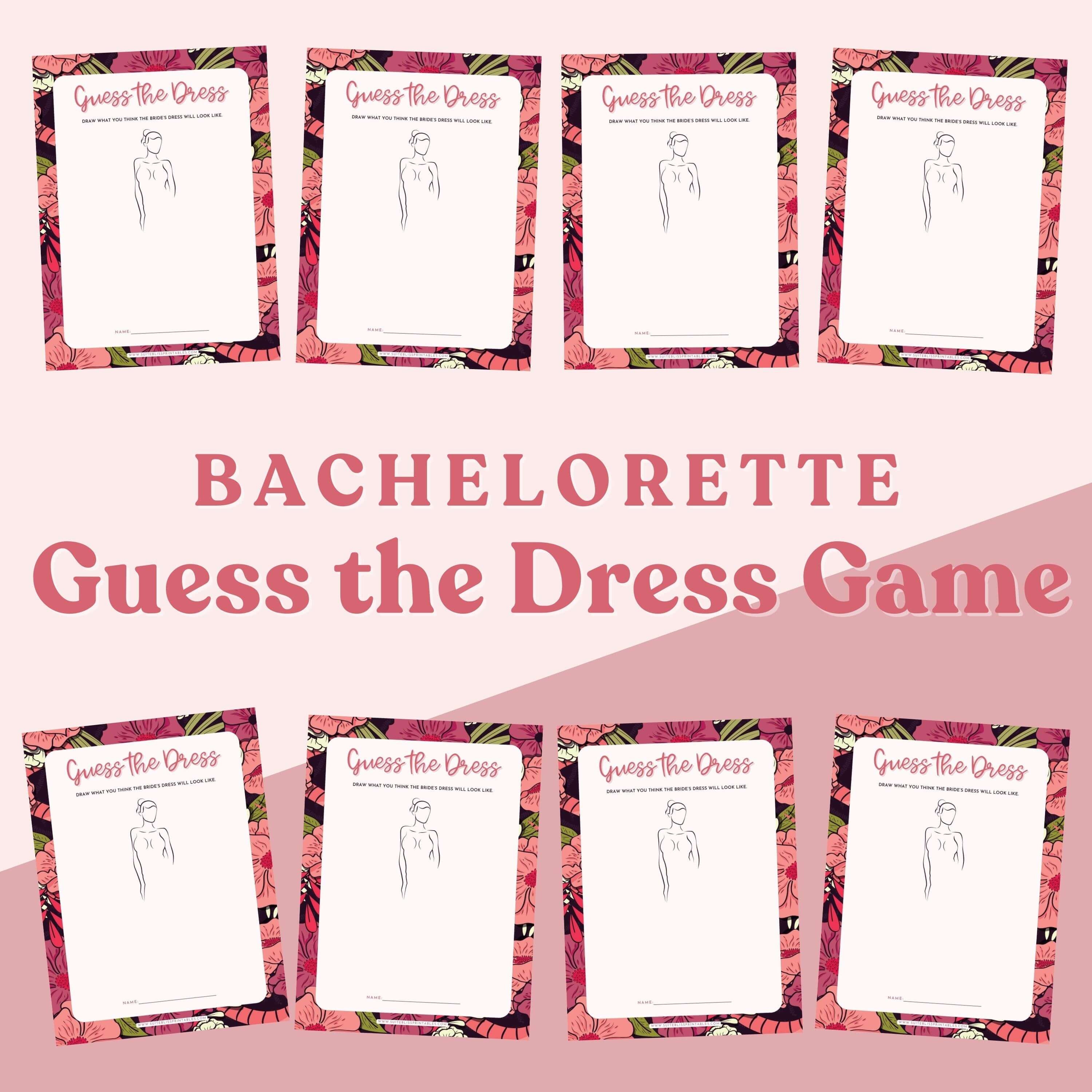 Guess the Dress Game Printable Bachelorette Party Games &amp; Bridal Shower ...