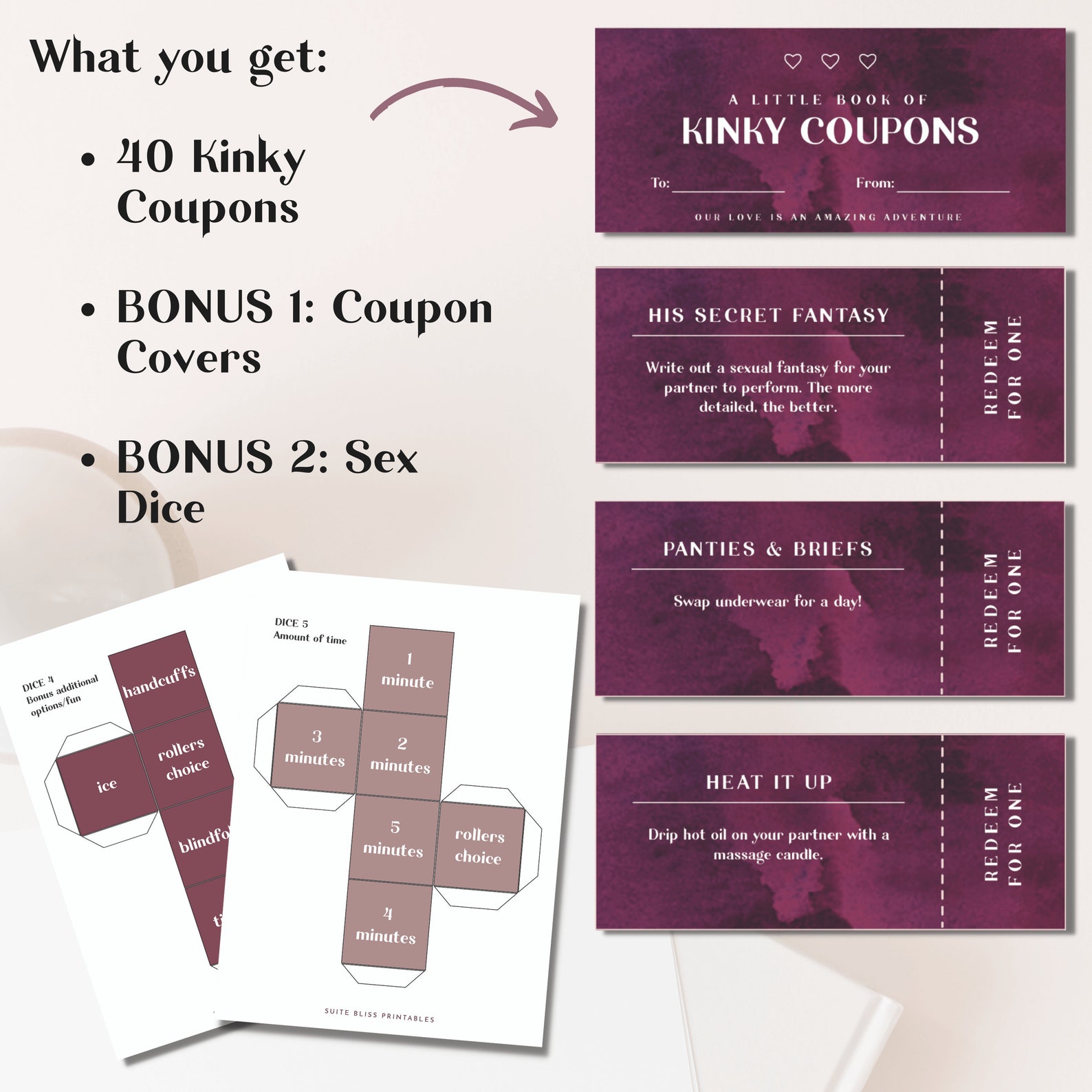 Printable Kinky Sex Coupons. A Naughty Coupon Book of Sex Coupons for Him. Kinky Gifts for Him ...