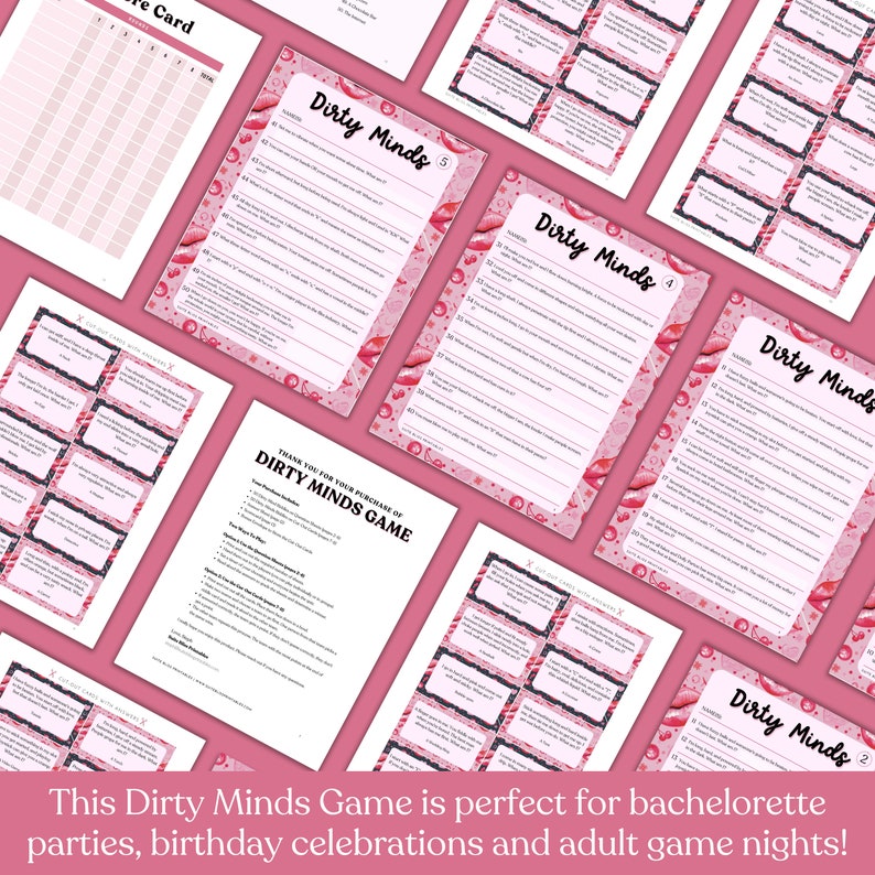 Dirty Minds Game. 50 Printable Dirty Minds Riddles for Epic Hen Party ...