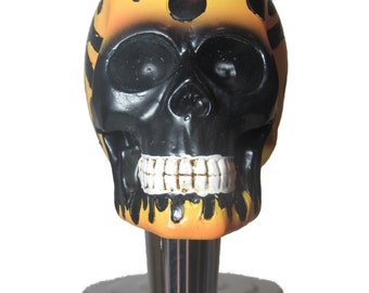 Black Flame Skull Beer Tap Handle Sports Bar Kegerator Resin Zombie Breweriana