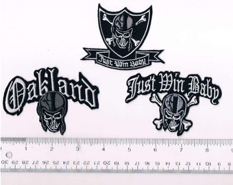 Oakland Raiders Football 3 Lot of Iron On Embroidered Patch LA Sports Emblem