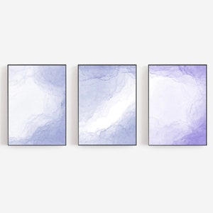 Purple Abstract Watercolor Print Set: Minimalist Wall Art (Digital Download)